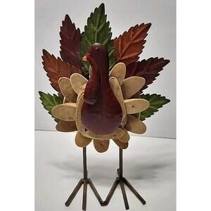 Metal/Wood Decorative Thanksgiving Turkey Decoration/Centerpiece